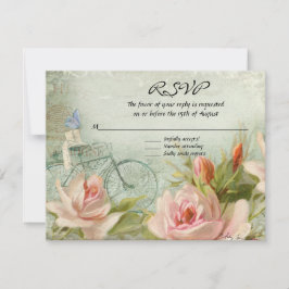 Hütte Blumenradfahrrad Rose Vintag Holz UAWG RSVP Karte