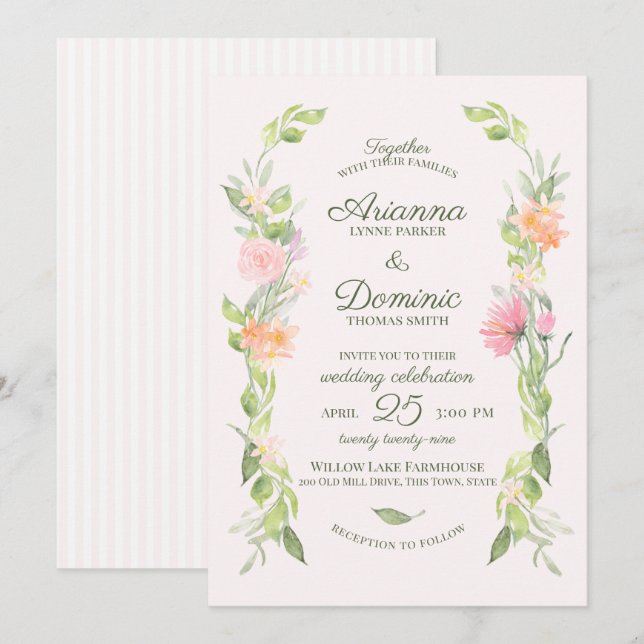 Hütte Blumenwasser Wildblume Hochzeit Einladung (Vorne/Hinten)