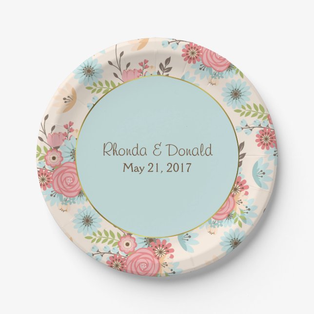Hütte Chic Floral Wedding Paper Plate Pappteller (Vorderseite)