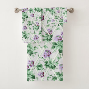 Hütte Chic Lila Hydrangeas auf Trellis Badhandtuch Set