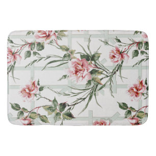 Hütte Chic Pink Roses auf Trellis Badematte