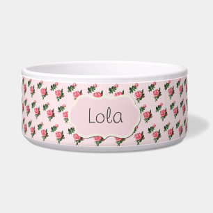 Hütte Chic Pink Roses Custom Dog Bowl Napf