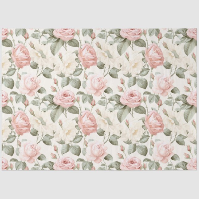 Hütte Chic Rose Serie Design 4 Seidenpapier (Vorderseite)
