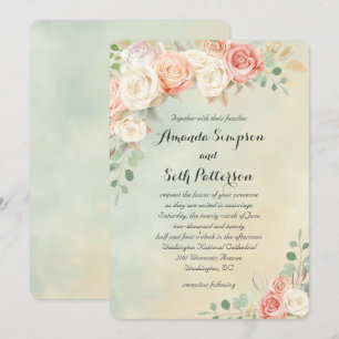 Hütte Chic Vintage Rose Hochzeit Einladung