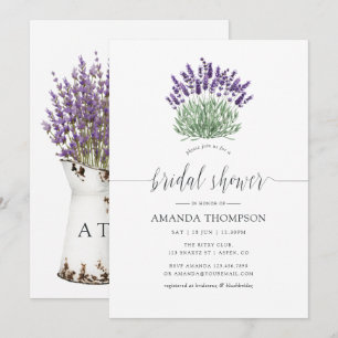 Hütte Chic Watercolor Lavender Brautparty Einladung