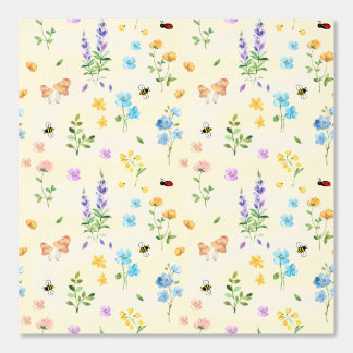 Hütte Core Floral Mushroom Bee Ladybug Gelb Tapete