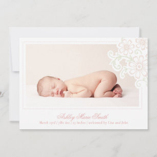Hütte Core Floral Pink Vine Baby Girl Birth Ankündigung