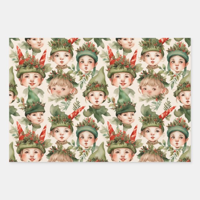 Hütte Core Weihnachtselfen Umschlagpapier Geschenkpapier Set (Vorderseite)