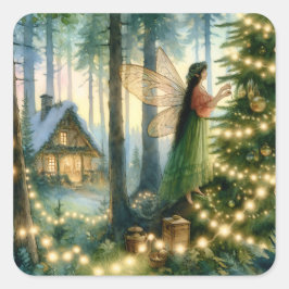 Hütte Core Whimsical Weihnachten Quadratischer Aufkleber