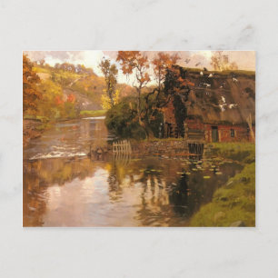 Hütte durch einen Stream von Frits Thaulow Postkarte