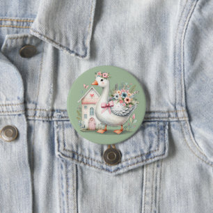 Hütte Gänse Blumenhausszene Button