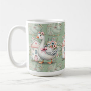 Hütte Gänse Blumenhausszene Kaffeetasse