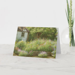 Hütte Garden Blume Scene Art Karte