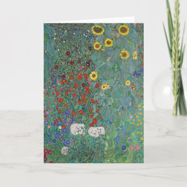 Hütte Garden mit Sonnenblumen | Gustav Klimt Karte (Vorderseite)
