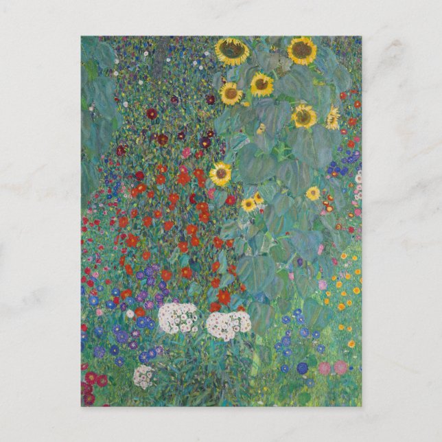 Hütte Garden mit Sonnenblumen | Gustav Klimt Postkarte (Vorderseite)