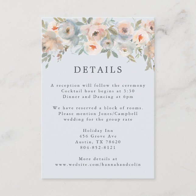 Hütte Garden Pastel Blue Peach Coral Begleitkarte (Vorderseite)