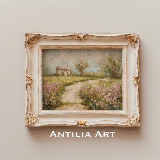 Hütte Garten Wege Malen Frühlingslandschaft Poster