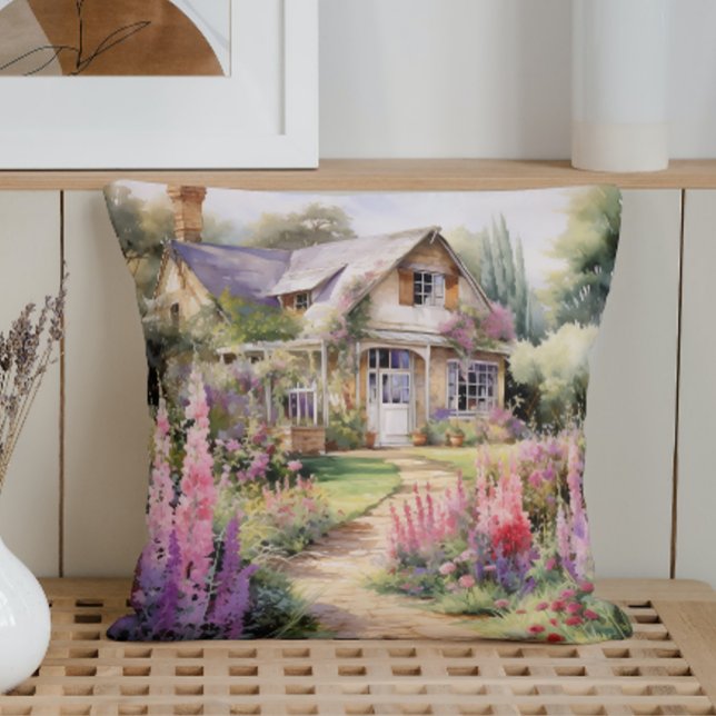 Hütte Gartenanlage Wasserfarben Kissen (Von Creator hochgeladen)