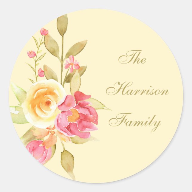 Hütte Gartengarten Rose Runder Aufkleber (Vorderseite)