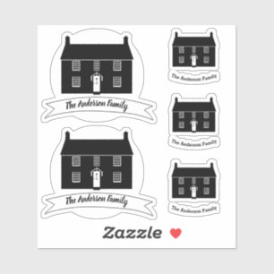 Hütte Graphic with Custom House / Family Name Aufkleber