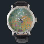 Hütte Gustav Klimt Blumengarten Armbanduhr<br><div class="desc">Ein wunderschönes Gartenbild - das ist ein klassisches Gemälde von Gustav Klimt,  genannt Hütte Garden,  oder Bauergarten,  1907,  das ein nahes Bild eines Blumengartens,  ein buntes Blumengemälde ist.</div>