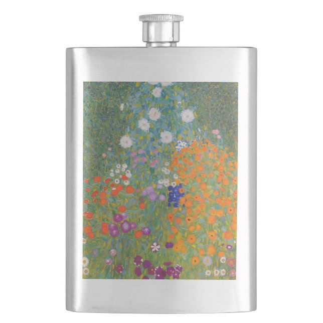 Hütte Gustav Klimt Blumengarten Flachmann (Vorderseite)