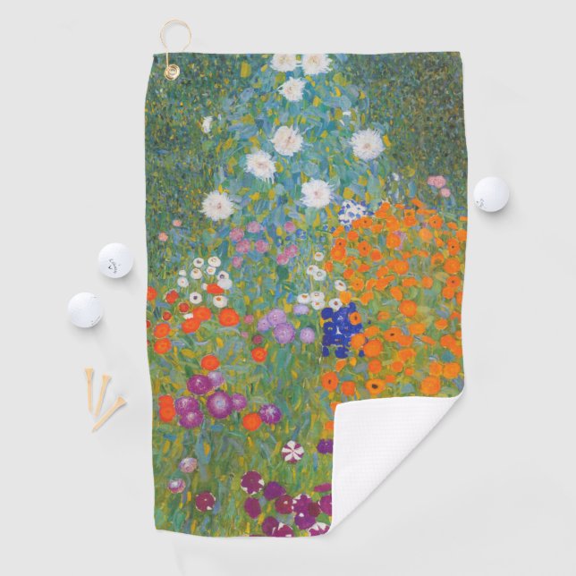 Hütte Gustav Klimt Blumengarten Golfhandtuch (Insitu)