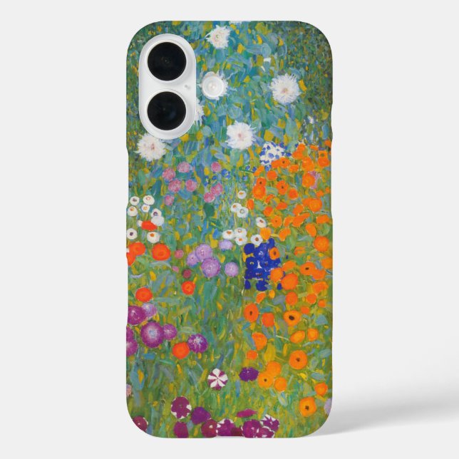 Hütte Gustav Klimt Blumengarten iPhone 16 Hülle (Rückseite)
