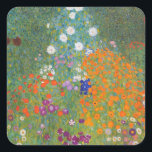 Hütte Gustav Klimt Blumengarten Quadratischer Aufkleber<br><div class="desc">Ein wunderschönes Gartenbild - das ist ein klassisches Gemälde von Gustav Klimt,  genannt Hütte Garden,  oder Bauergarten,  1907,  das ein nahes Bild eines Blumengartens,  ein buntes Blumengemälde ist.</div>