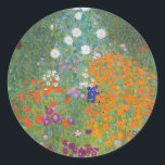 Hütte Gustav Klimt Blumengarten Runder Aufkleber<br><div class="desc">Ein wunderschönes Gartenbild - das ist ein klassisches Gemälde von Gustav Klimt,  genannt Hütte Garden,  oder Bauergarten,  1907,  das ein nahes Bild eines Blumengartens,  ein buntes Blumengemälde ist.</div>