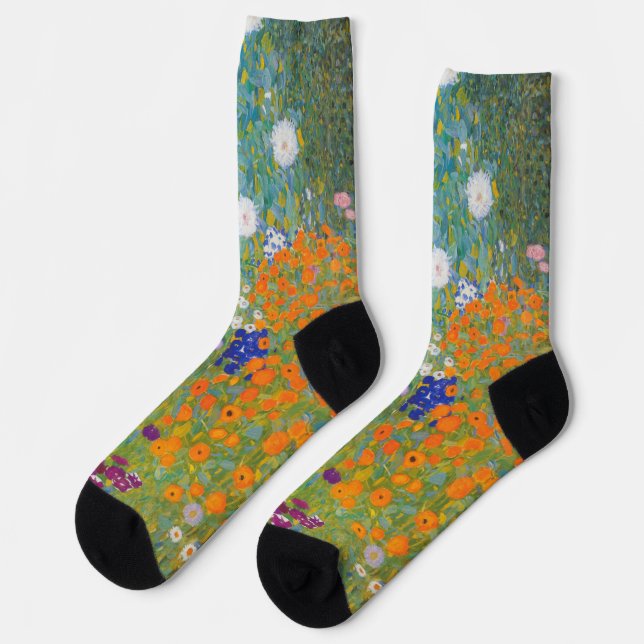 Hütte Gustav Klimt Blumengarten Socken (Linkes Detail)