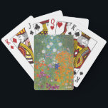 Hütte Gustav Klimt Blumengarten Spielkarten<br><div class="desc">Ein wunderschönes Gartenbild - das ist ein klassisches Gemälde von Gustav Klimt,  genannt Hütte Garden,  oder Bauergarten,  1907,  das ein nahes Bild eines Blumengartens,  ein buntes Blumengemälde ist.</div>