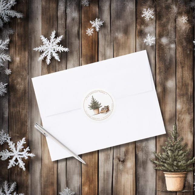 Hütte Hygge Round-Rücksendeadresse-Aufkleber Runder Aufkleber (Von Creator hochgeladen)