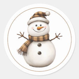 Hütte Hygge Snowman Runder Aufkleber