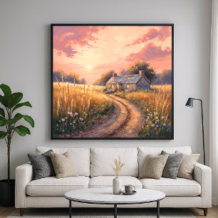 Hütte im ländlichen Raum - Landschaft im tradition Poster