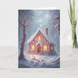 Hütte im Lebkuchenwald Weihnachten Karte