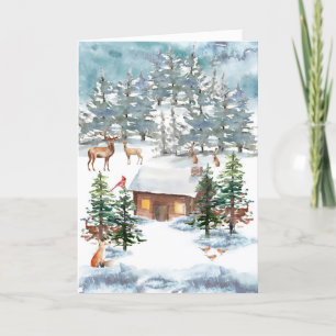 "Hütte im Schnee" Aquarell Kunst Weihnachten