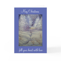 Hütte im Wald, Weihnachtskarte