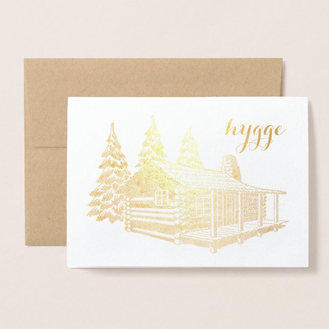 Hütte in der Goldfolie aus Holz Folienkarte (Vorderseite mit Umschlag)