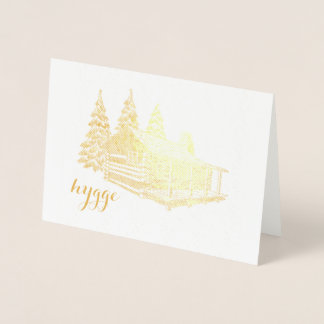 Hütte in der Goldfolie aus Holz Folienkarte