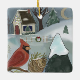Hütte Kardinal Weihnachten Keramikornament