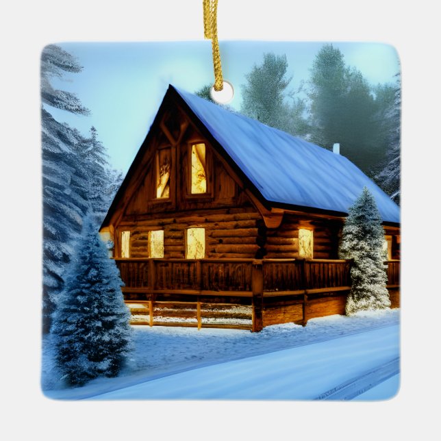 Hütte Land Nordkiefern Kabine Keramikornament (Vorderseite)