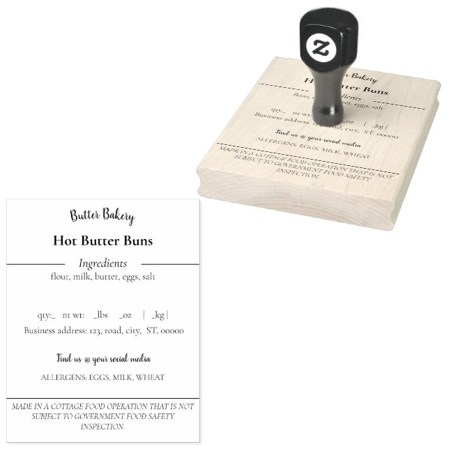 Hütte-Lebensmittel-Etikett Gummi-Briefmarke Gummistempel (Stempel)