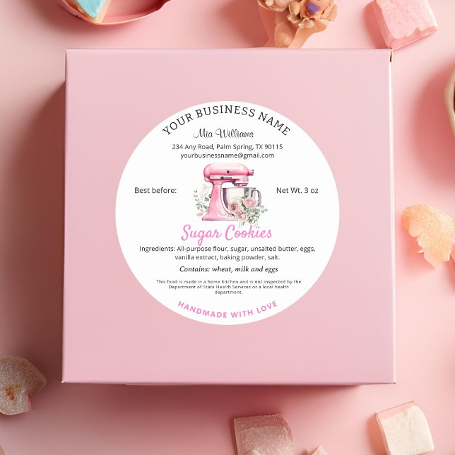 Hütte Lebensmittelrecht Backwaren Zutaten für Pink Runder Aufkleber (Von Creator hochgeladen)