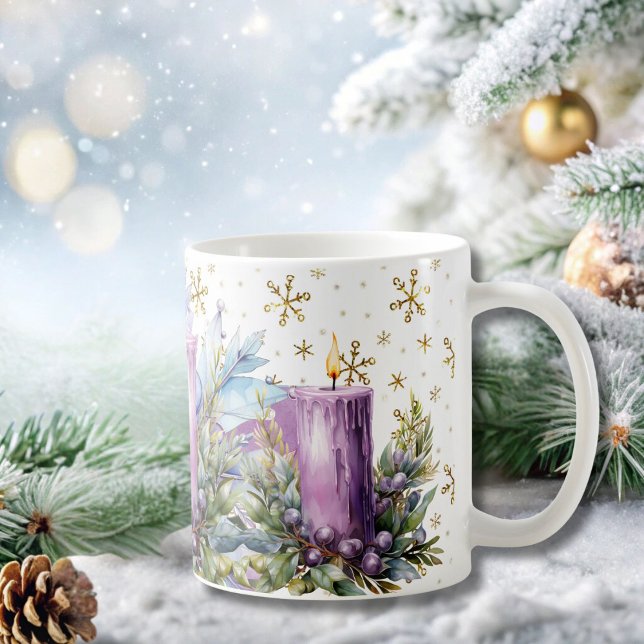 Hütte Lila Candle Weihnachtszeit Tasse (Von Creator hochgeladen)