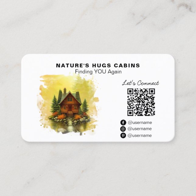 *~* Hütte Lodge Cabin Miete QR AP49 LOGO Visitenkarte (Vorderseite)