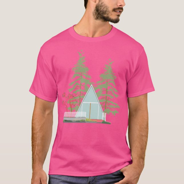 Hütte mit moderner Architektur im Wald T-Shirt (Vorderseite)