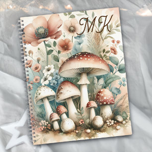 Hütte Mit Monogramm Pilze und Blume Notizbuch