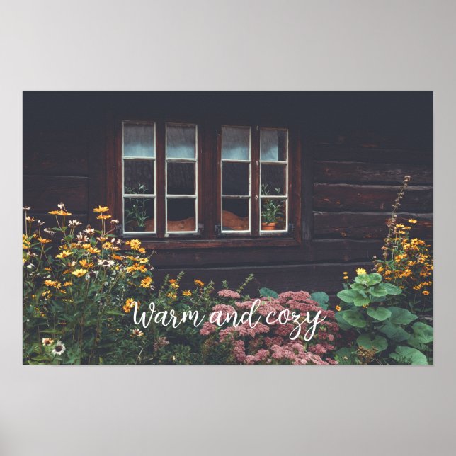 Hütte mit rustikalem Garten Poster (Vorne)