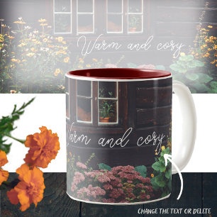 Hütte mit rustikalem Garten Zweifarbige Tasse